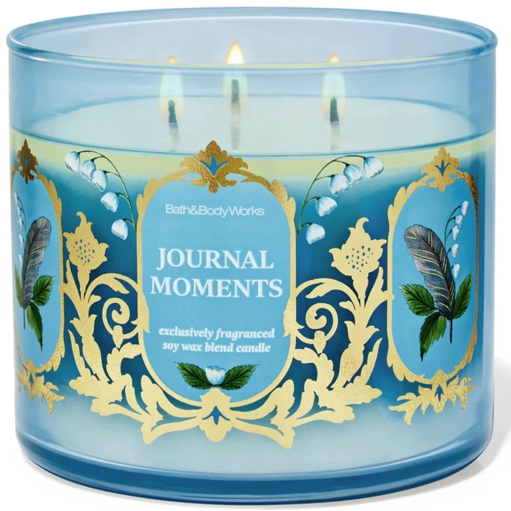 Bath & Body Works Journal Moments 3 Wick Candle With White Decorative Lid